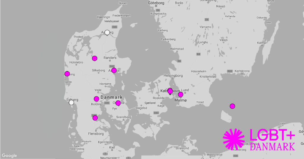 Kort over Prides i Danmark