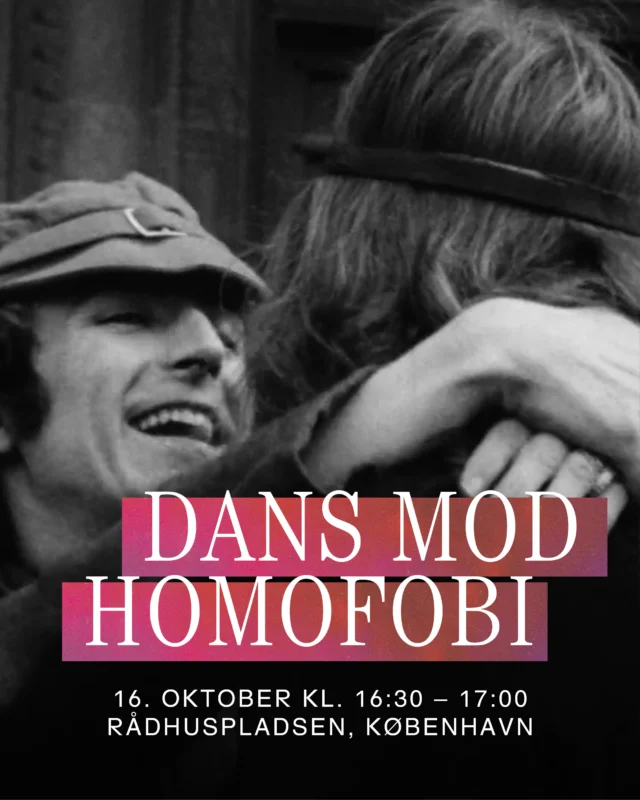 55 år med bøssedans: Vi hylder dem, der dansede os til frihed - og danser for dem, der stadig ikke må.

@lgbtdanmark, @copenhagenpride og @boessehuset markerer 55-års jubilæet for Bøssernes Befrielsesfronts danseaktion ved at danse på Rådhuspladsen igen!

Kom og dans sammen med os fredag 16. oktober kl. 16:30 – 17:00 på Rådhuspladsen i København.

Læs mere via link i bio eller på lgbt.dk